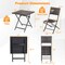 3 Piece Rattan Bistro Set Outdoor Folding Dining Table and Chairs with Wicker Seat